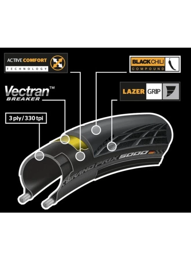 CONTINENTAL GRAND PRIX 5000 700 X 25 CREAM BLK CHILI 5 CONTINENTAL GRAND PRIX 5000 700 X 25 CREAM BLK CHILI - Image 3