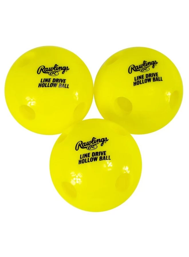 RAWLINGS LINE DRIVE HOLLOW BALL 3 PACK 3 RAWLINGS LINE DRIVE HOLLOW BALL 3 PACK