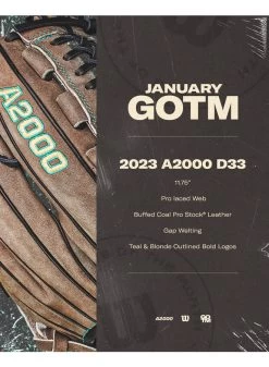 2023 WILSON A2000 D33 GLOVE 11.75" GLOVE GOTM JAN COAL BUFFED -Sports Equipment Shop wilson 2023 wilson a2000 d33 glove 1175 glove gotm 4